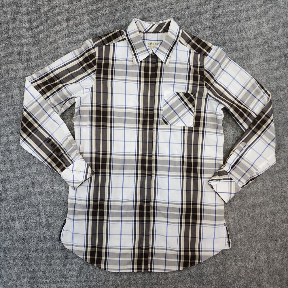 Orvis Shirt Womens 4 Plaid Long Sleeve Casual Button Up Top Pockets Outdoor Casu